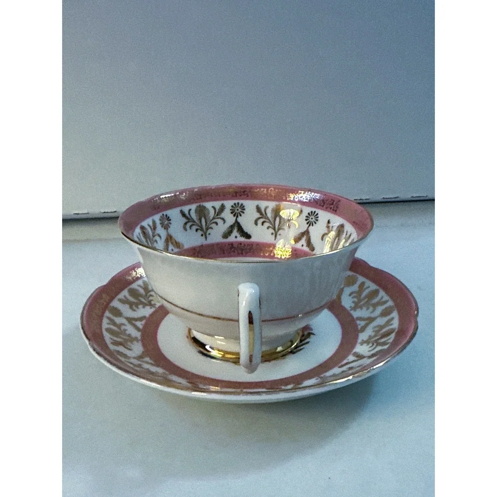 Vintage Royal Grafton Bone China Tea Cup & Saucer Pink Gold Trim #1840